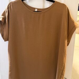 mts Tan Boxy Cuffed Sleeve Short Sleeve Tee